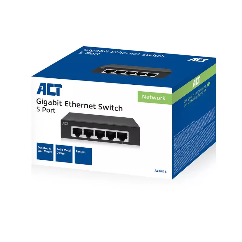Switch no gestionado ACT AC4415 Gigabit Ethernet 5 puertos 10 Gbit/s