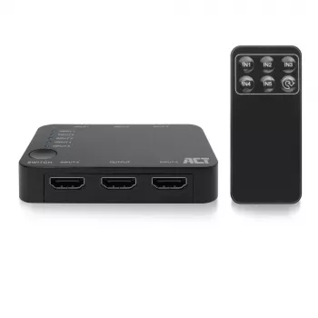 Switch HDMI ACT 4K 5 entradas, 1 salida, HDMI, negro, 2160p, 18 Gbit/s, 4096 x 2160 píxeles, 4K Ultra HD
