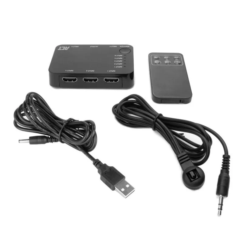 Switch HDMI ACT 4K 5 entradas, 1 salida, HDMI, negro, 2160p, 18 Gbit/s, 4096 x 2160 píxeles, 4K Ultra HD
