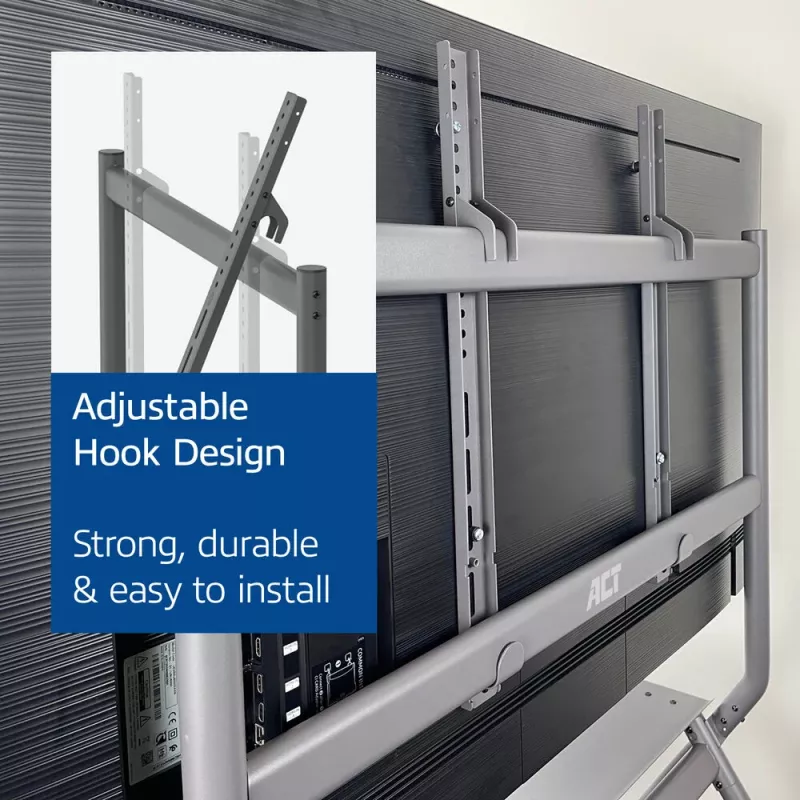 Soporte de suelo móvil ACT para TV/monitor, 50 inch a 86 inch, VESA, 127 cm (50 inch), 2,18 m (86 inch), 200 x 200 mm, 800 x 600 mm, aluminio, plástico, acero, gris