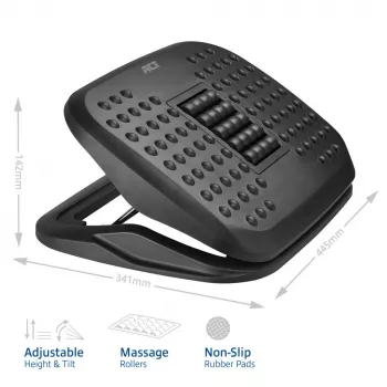 Reposapiés ergonómico ACT de altura ajustable con rodillos masajeadores