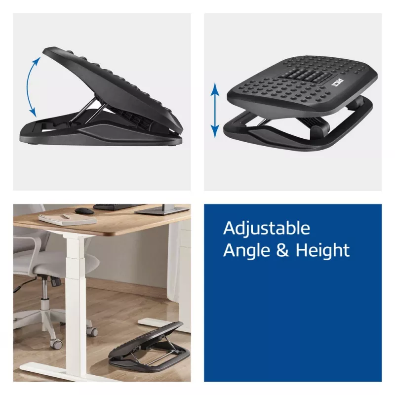 Reposapiés ergonómico ACT de altura ajustable con rodillos masajeadores