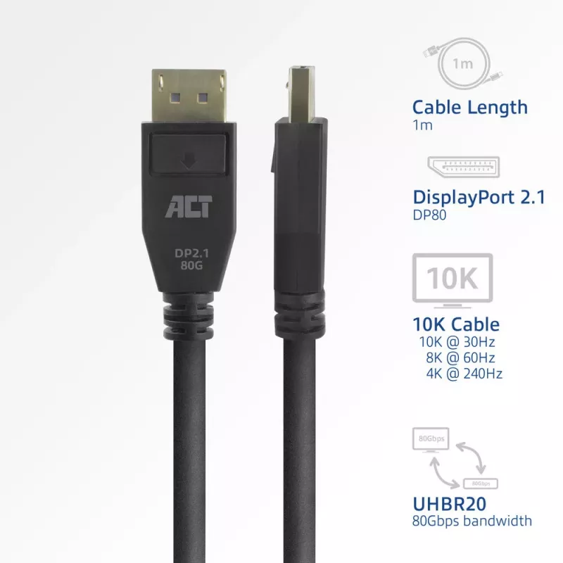 Cable DisplayPort ACT AK4082 2 m negro
