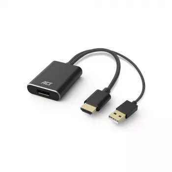 Adaptador de cable de vídeo ACT AC7536 0,24 m HDMI + USB DisplayPort negro