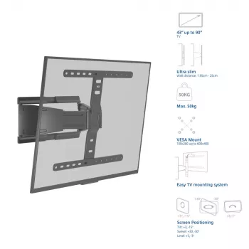 Soporte de pared para TV con movimiento completo ACT AC8357 para pantallas de 43
