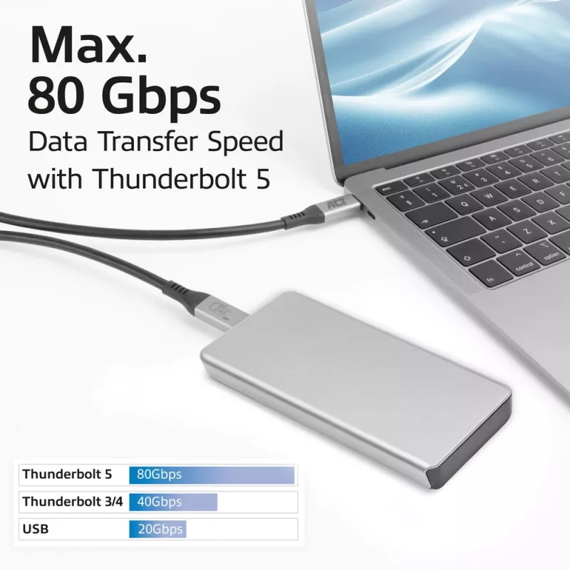 Cable ACT USB4 80Gbps Thunderbolt 5 240W USB Type-C, certificado USB-IF, 1,5 metros