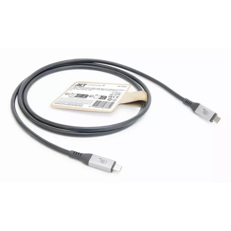 Cable ACT USB4 80Gbps Thunderbolt 5 240W USB Type-C, certificado USB-IF, 1,5 metros