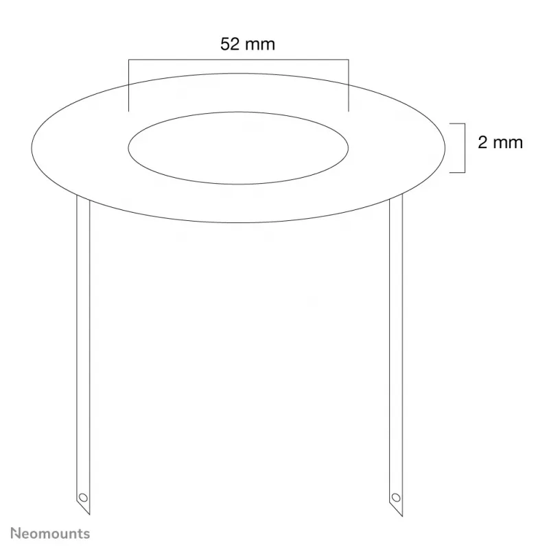 Neomounts FPMA-CRS5 cubierta de techo – diámetro 52 mm, plata, acero, techo, FPMA-C100, FPMA-C100SILVER, 2 mm, 5,2 cm