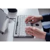 BakkerElkhuizen S-board 840 BE Azerty, Tenkeyless (80–87 %), con cable, USB, interruptores de tijera, AZERTY, gris claro, blanco