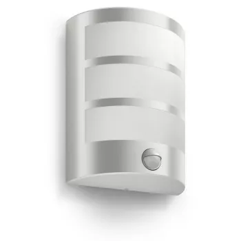 Aplique de pared exterior Philips myGarden Python 5,5 W LED, acero inoxidable/blanco, sensor IR, 220–240 V