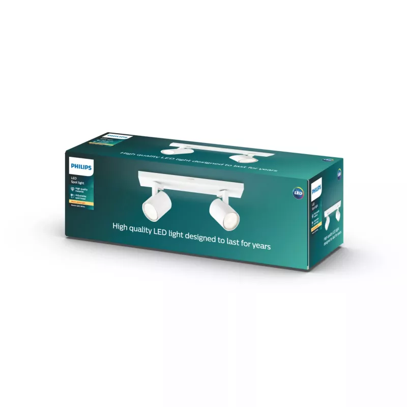 Lámpara de superficie Philips myLiving 5309231P0, GU10 LED 7 W, 2700 K, 255 lm, 2 luces, regulable, blanco
