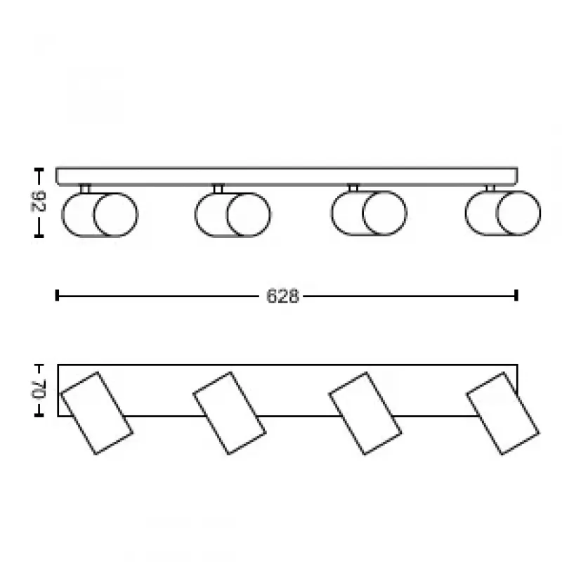 Philips myLiving Kosipo Foco de techo/pared 4x, foco de superficie, GU10, 4 bombillas, LED, 220-240 V, negro