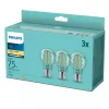 Philips lámpara LED de filamento E27 paquete de 3, 8,5 W (equivalente a 75 W), 2700 K