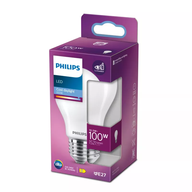 Philips Lámpara LED blanco luz de día 6500 K 10,5 W E27 D