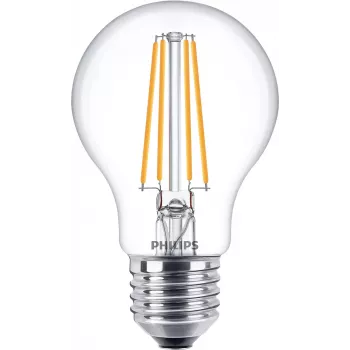 Philips Filament Bulb Clear 60W A60 E27 x3, 7 W, 60 W, E27, 806 lm, 15000 h, blanco cálido