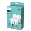 Lámpara LED Philips A60 E27 8W (equivale a 60W), 806 lm, 2700K, CRI 80, 15.000 h — pack de 4