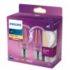 Bombilla LED filamento Philips A60 7W (equiv. 60W) E27 transparente 2700K pack de 2