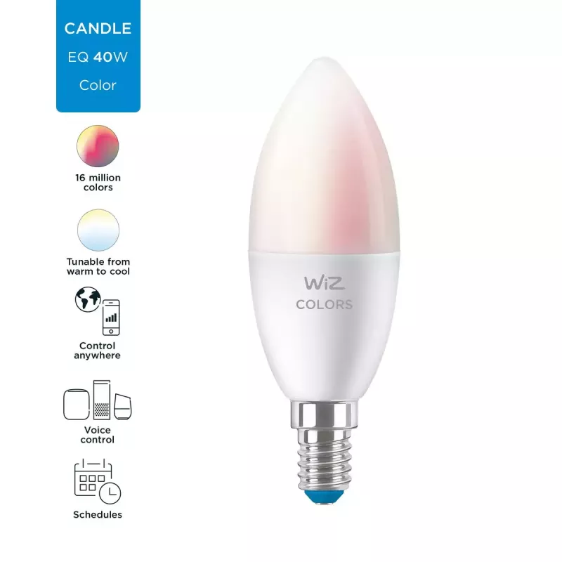 Lámpara inteligente WiZ Candle 40 W C37 E14 Wi-Fi blanco clase de eficiencia energética F