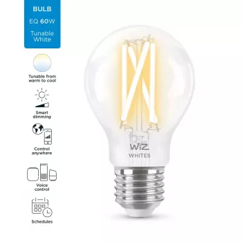Bombilla LED filamento inteligente WiZ A60 E27 7W (806 lm) transparente, 220–240V