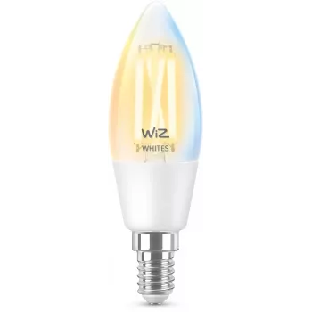 Bombilla inteligente WiZ Filament Candle transparente 4,9 W C35 E14 Wi-Fi blanco