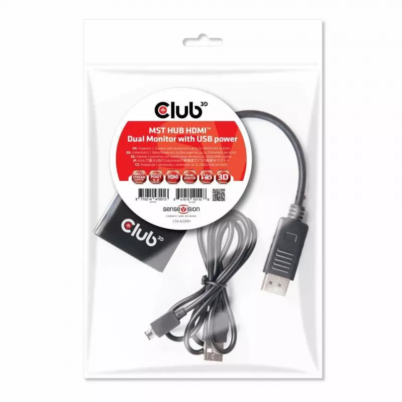 CLUB3D Multi Stream Transport Hub DisplayPort 1.2 a HDMI Dual Monitor