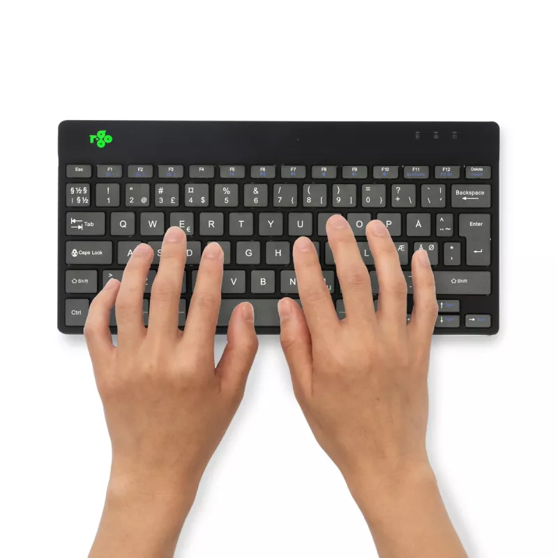 R-Go Tools teclado ergonómico R-Go Compact Break, teclado compacto con software Break, QWERTY (NORDIC), Bluetooth, negro