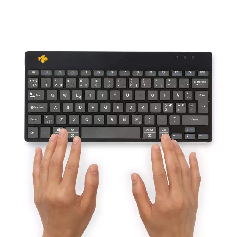 R-Go Tools teclado ergonómico R-Go Compact Break, teclado compacto con software Break, QWERTY (NORDIC), Bluetooth, negro