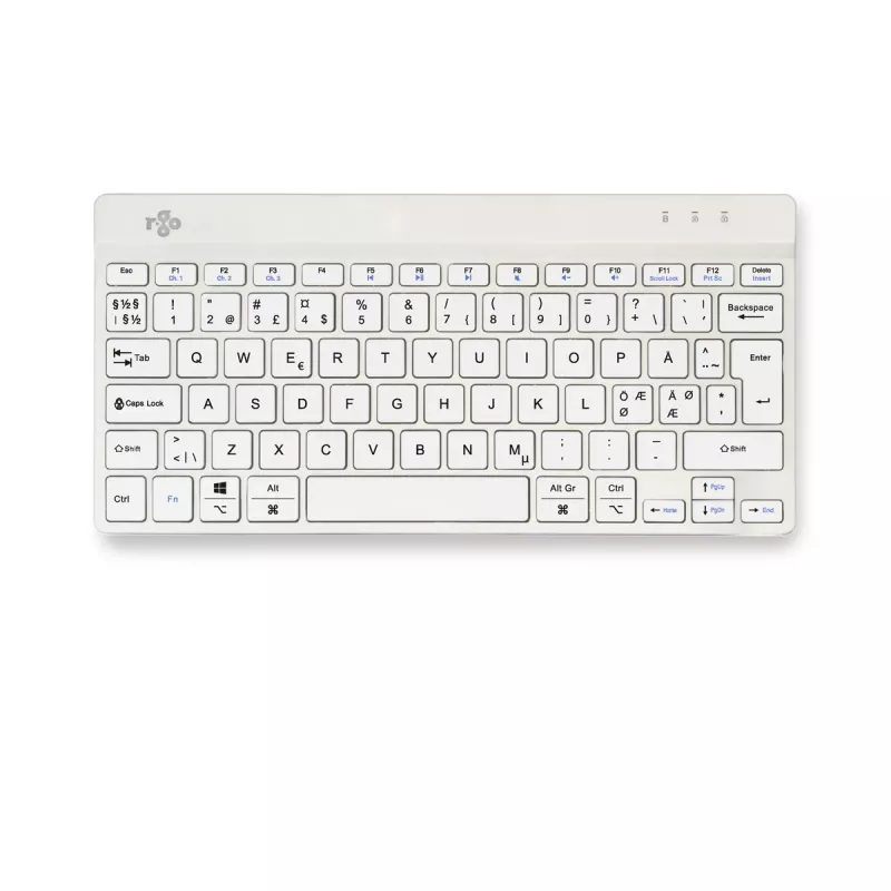 R-Go Tools teclado ergonómico R-Go Compact Break, teclado compacto con software de pausas, QWERTY (NORDIC), Bluetooth, blanco