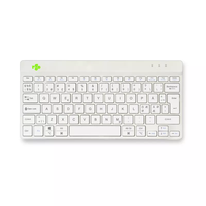 R-Go Tools teclado ergonómico R-Go Compact Break, teclado compacto con software de pausas, QWERTY (NORDIC), Bluetooth, blanco