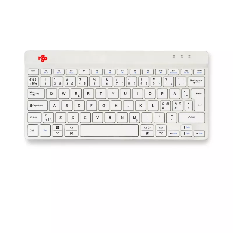 R-Go Tools teclado ergonómico R-Go Compact Break, teclado compacto con software de pausas, QWERTY (NORDIC), Bluetooth, blanco
