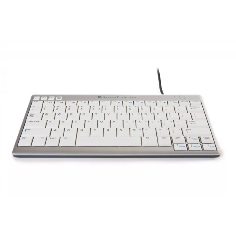 BakkerElkhuizen UltraBoard 950 BE Azerty, Mini, con cable, USB, interruptor de tijera, AZERTY, gris claro, blanco