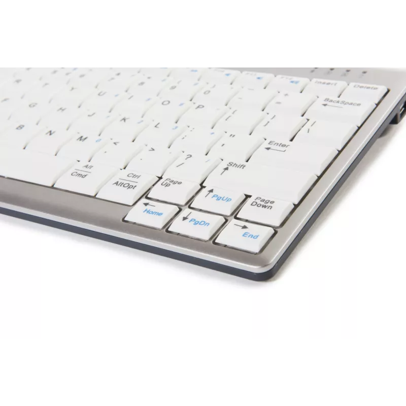 BakkerElkhuizen UltraBoard 950 BE Azerty, Mini, con cable, USB, interruptor de tijera, AZERTY, gris claro, blanco