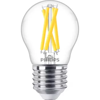Bombilla LED filament vela Philips Filament Candle Clear 3,4 W (470 lm) P45 E27, Warm Glow, CRI 90