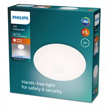 Plafón Philips Functional Mauve 6 W LED, redondo 250×72 mm, blanco, bombilla integrada fija