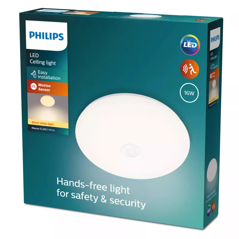 Plafón Philips Functional Mauve 16 W LED, redondo 320×72 mm, blanco, bombilla no reemplazable