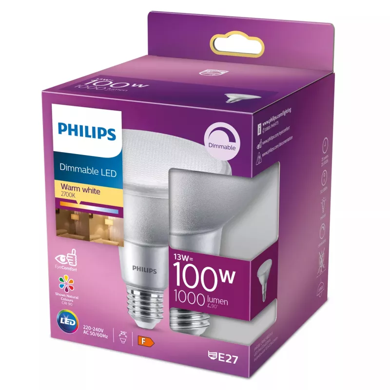 Philips Reflector 100W PAR38 E27, 13 W, 100 W, E27, 1000 lm, 25000 h, blanco cálido