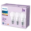 Bombilla Philips 40W A60 E27 x3, 4,9 W, 40 W, E27, 470 lm, 15000 h, blanco cálido