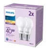 Bombilla Philips 40W A60 E27 x2, 4,9 W, 40 W, E27, 470 lm, 15000 h, blanco cálido