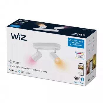 Foco orientable WiZ IMAGEO 2, lámpara de techo inteligente, Wi-Fi/Bluetooth, blanco, Wi-Fi 4 (802.11n), 802.11b, 802.11g, LED, metal
