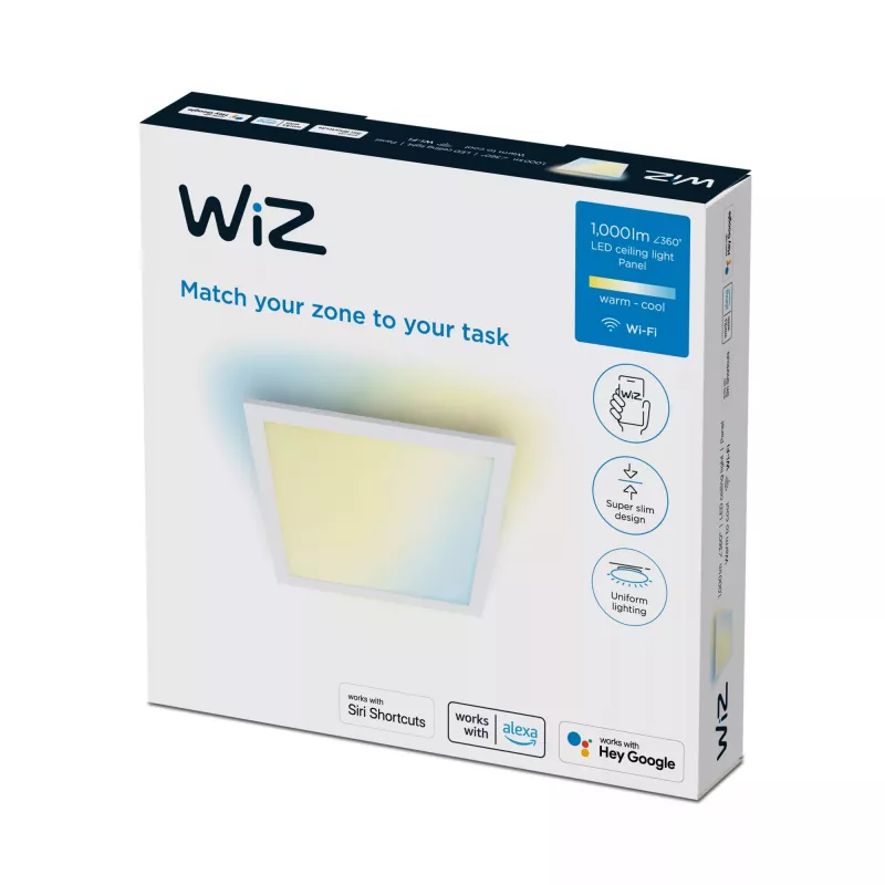 Lámpara de techo inteligente Signify WiZ Panel Ceiling 12 W cuadrada, 12 W, Wi‑Fi, 300×300×42 mm, blanco