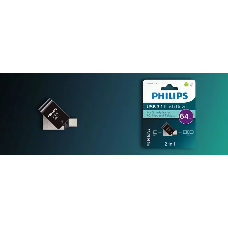 Memoria USB Philips FM64DC152B/00 64 GB USB Type-C 3.2 Gen 1 (3.1 Gen 1) negro