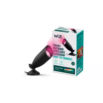 Lámpara de pared inteligente Signify WiZ Ground Spot Extension — negra, LED, 12 V, 74×202×3000 mm