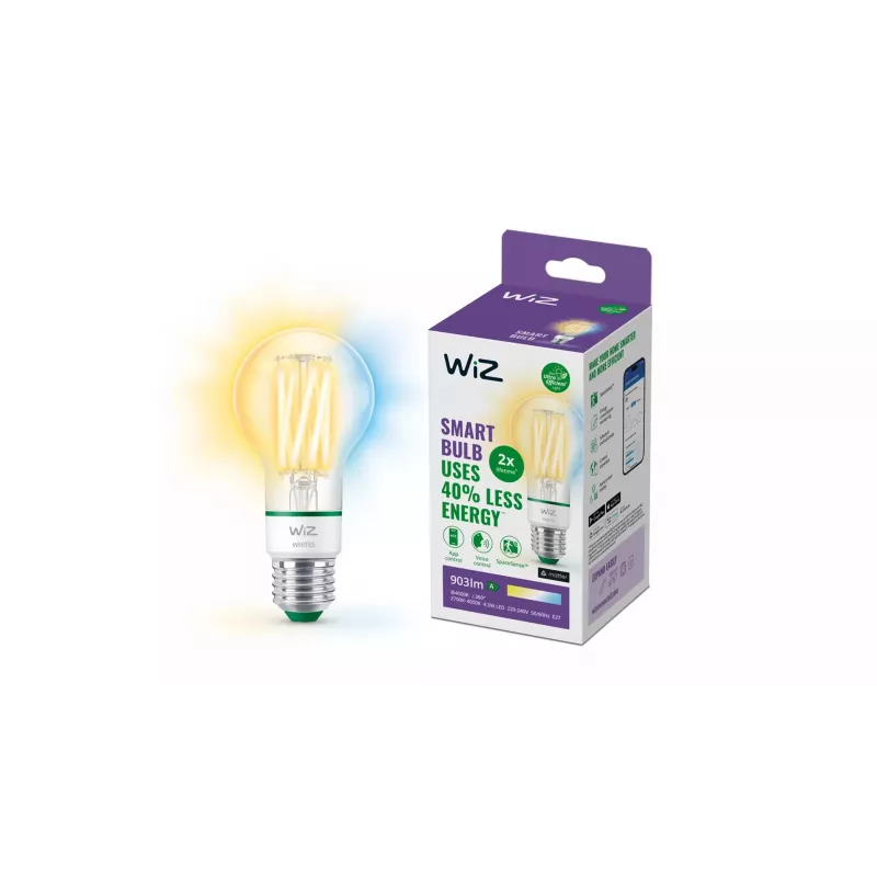 WiZ Filament transparente 60 W A60 E27 903 lm clase energética A
