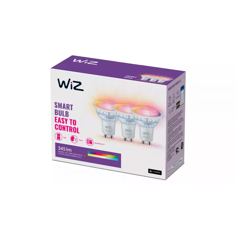 Lámpara inteligente WiZ Spot 50 W PAR16 GU10 blanco 3 uds.