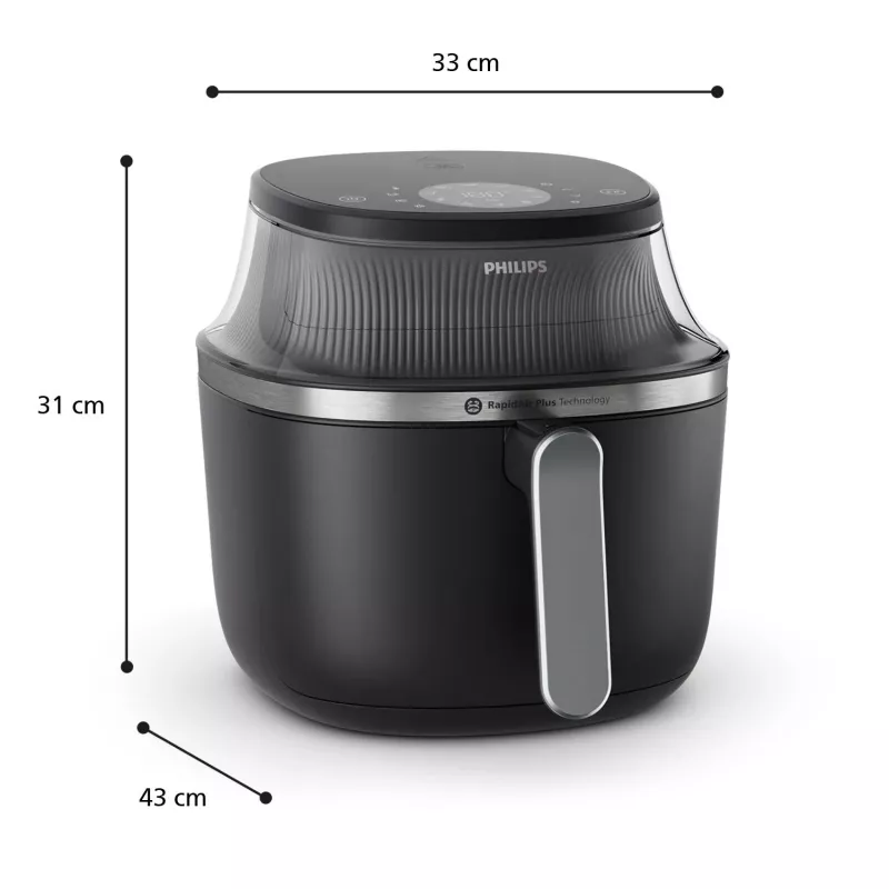 Philips 3000 series NA331/00 freidora individual 6,2 L de pie 1700 W freidora de aire negra, plateada