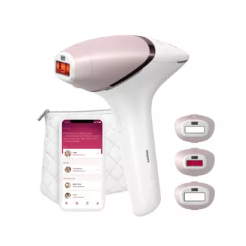 Depiladora IPL Philips Lumea 9000 Series BRI955/01 — SenseIQ, batería, dorado/blanco, pierna completa 8,5 min.