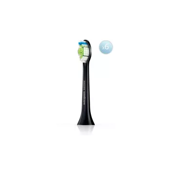 Cabezales de cepillo de dientes de repuesto Philips HX6066/88 Optimal White, pack de 6, negro, intervalo de sustitución de 3 meses