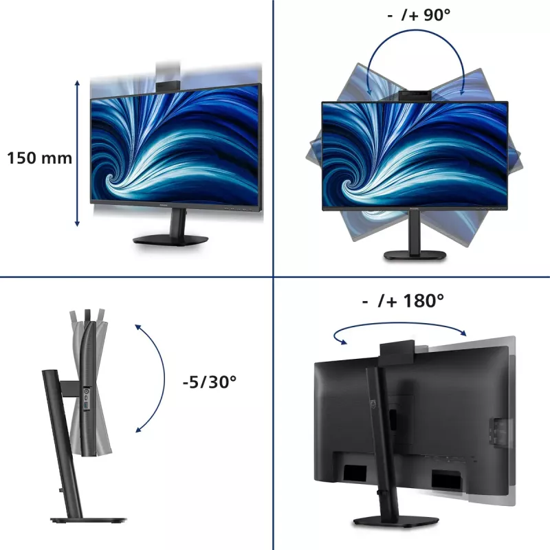 Monitor de ordenador Philips 27B2N3500JH 27 inch (68,6 cm) IPS LCD Quad HD 2560×1440, 4 ms, 350 cd/m², hub USB, altavoces, VESA, negro