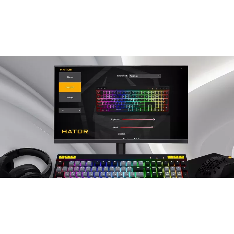 HATOR Icefall Teclado gaming USB QWERTY US English negro RGB LED