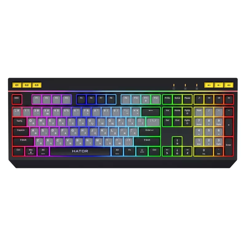 HATOR Icefall Teclado gaming USB QWERTY US English negro RGB LED